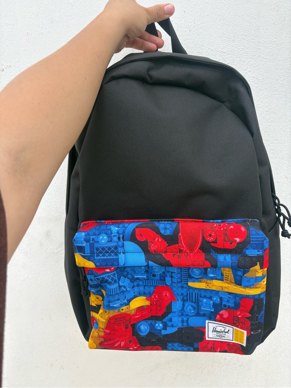 Herschel X LEGO Black Backpack with Multicolor Front Pocket